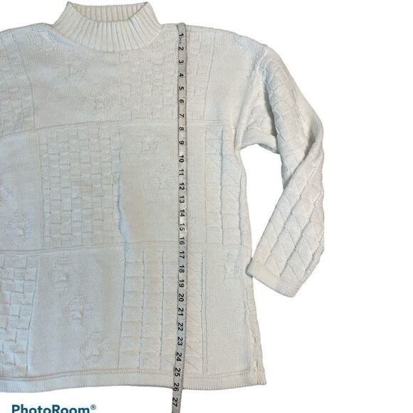 Vintage 80s white cotton cable knit sweater - classic elements size large - Picture 8 of 9